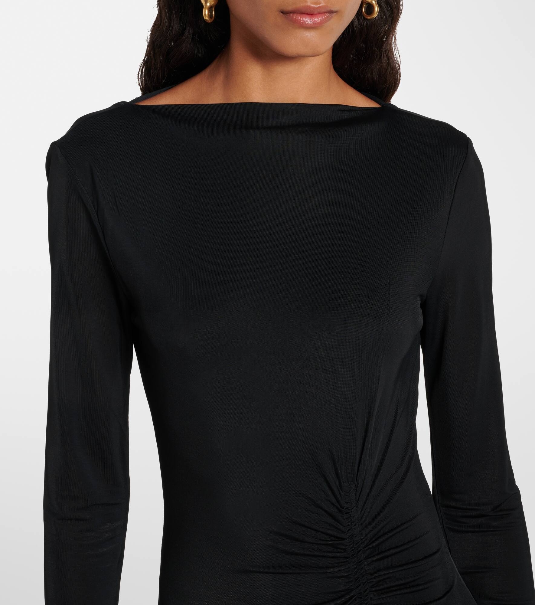 Gathered asymmetric maxi dress - 4