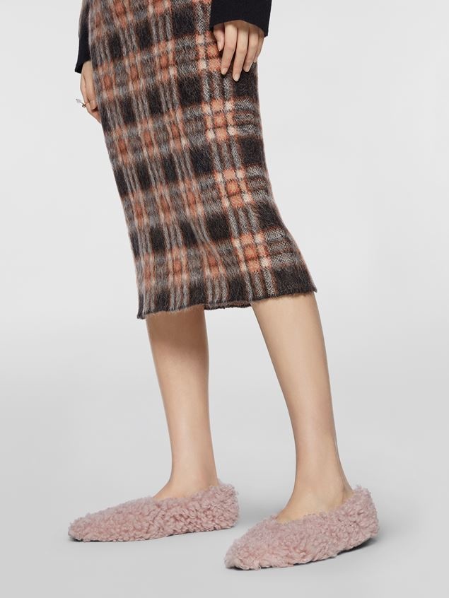 CHECK WOOL AND BRUSHED MOHAIR MIDI SKIRT - 5