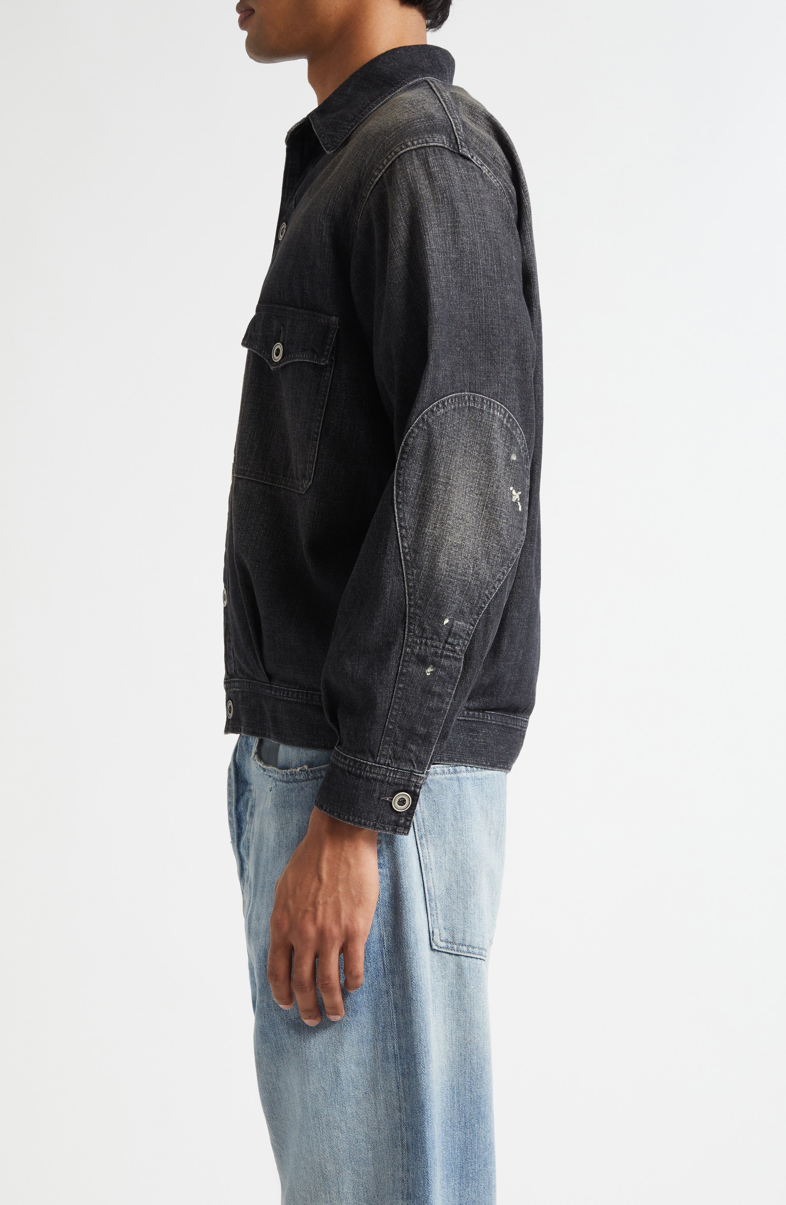 Maison Margiela Distressed Denim Jacket in Black at Nordstrom - 3