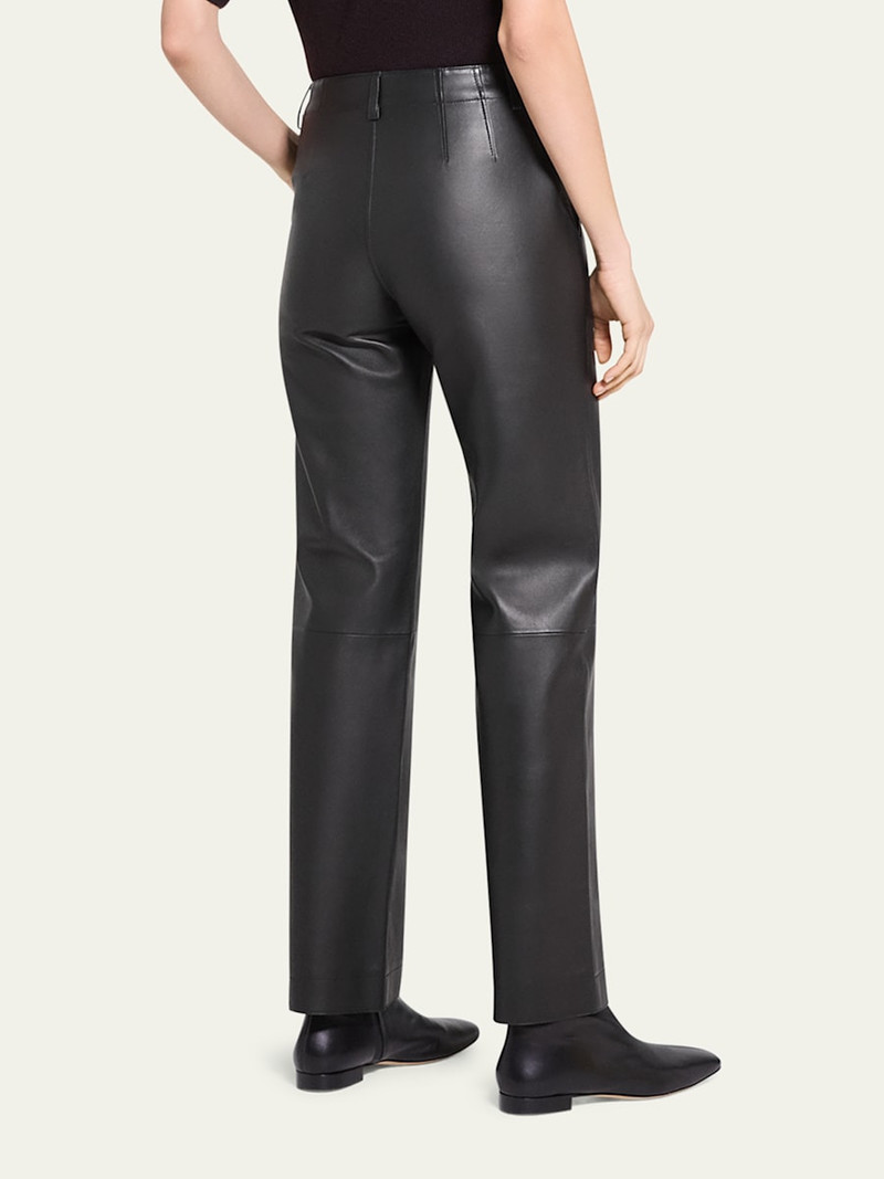 Straight-Leg Lambskin Leather Pants 3