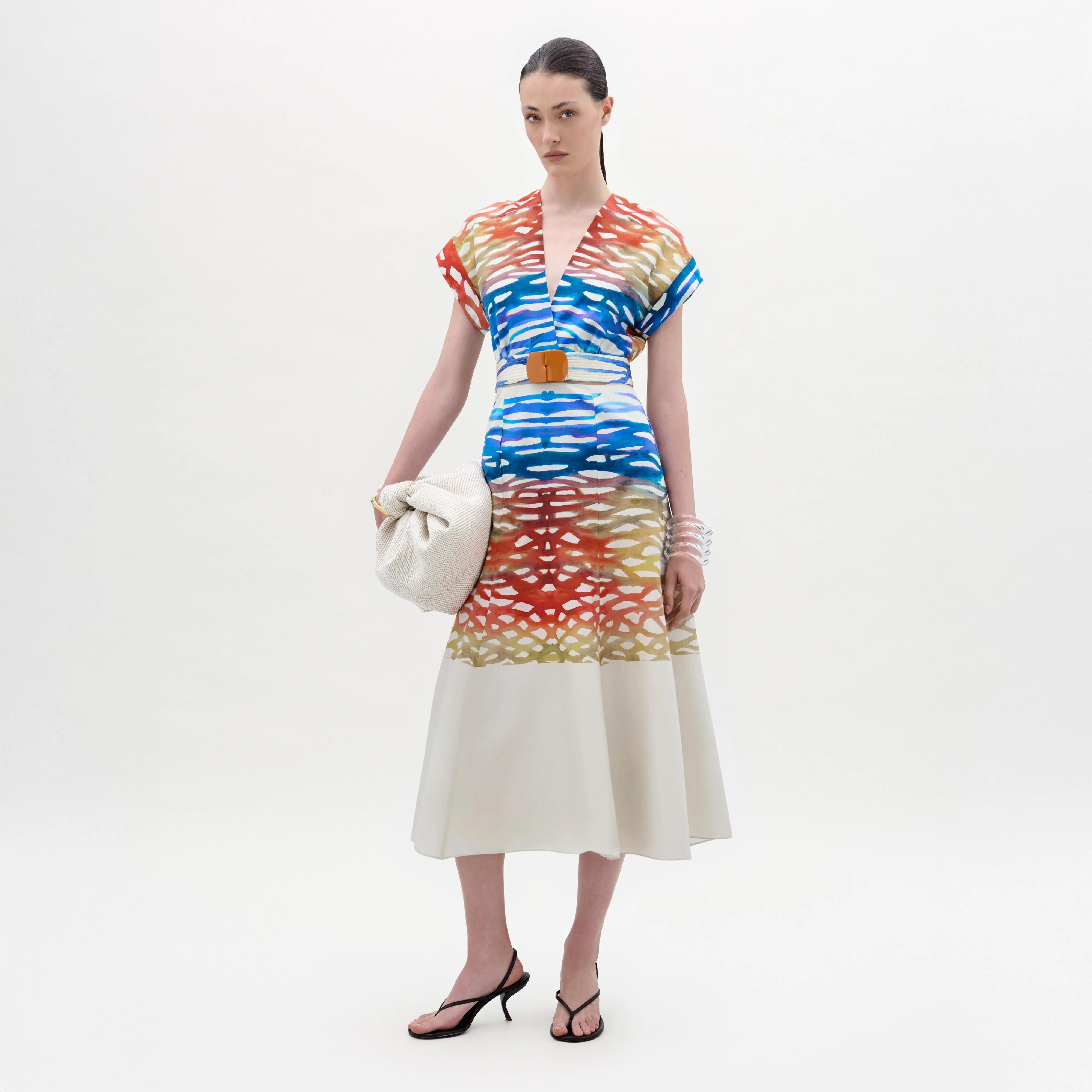 Women's Sakura Coral Print Cotton Midi-Dress - Coral Symphony - 1