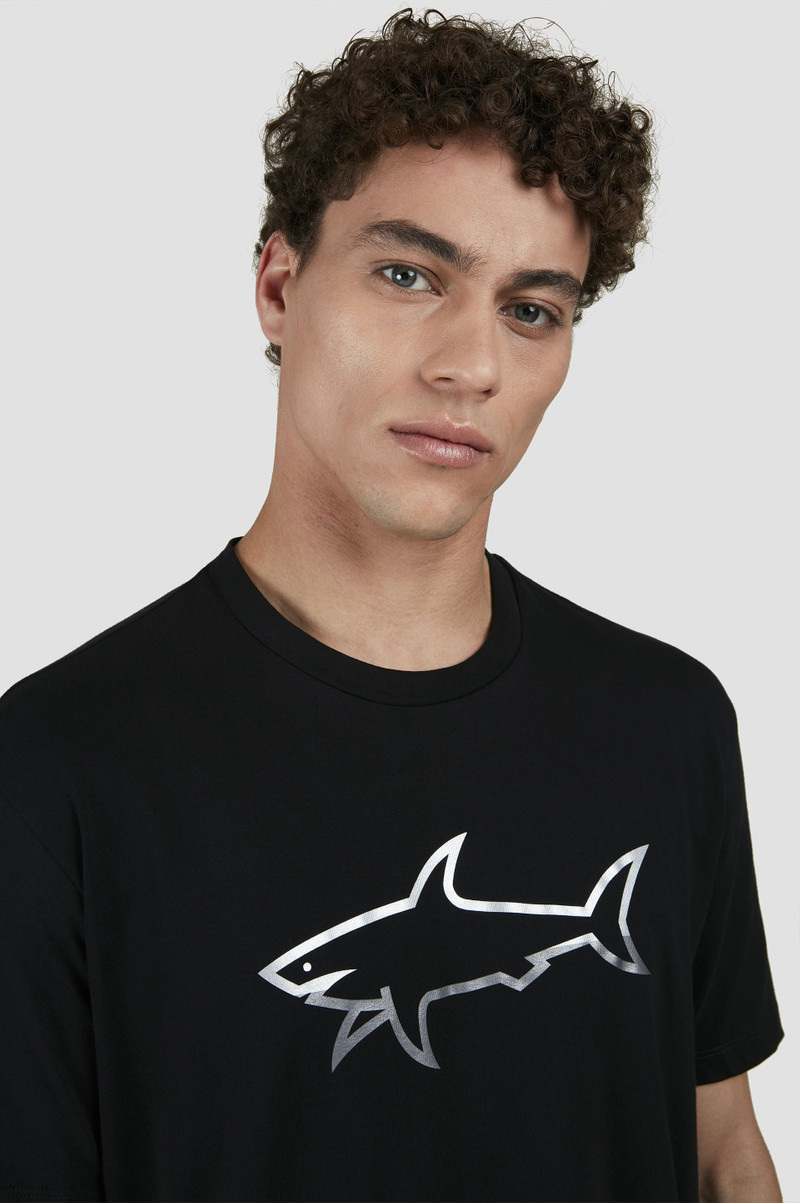 T-SHIRT IN COTTON JERSEY WITH REFLECTIVE SHARK PRINT 4