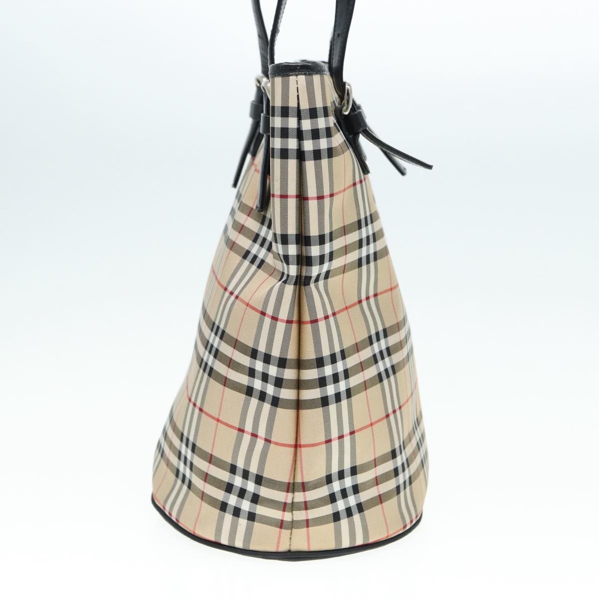 Burberry Nova Check Blue Label Tote Bag Nylon Beige Silver - 3