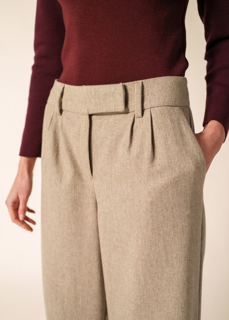 BIANCA HIVER Pleated Wool Flannel Pants 5