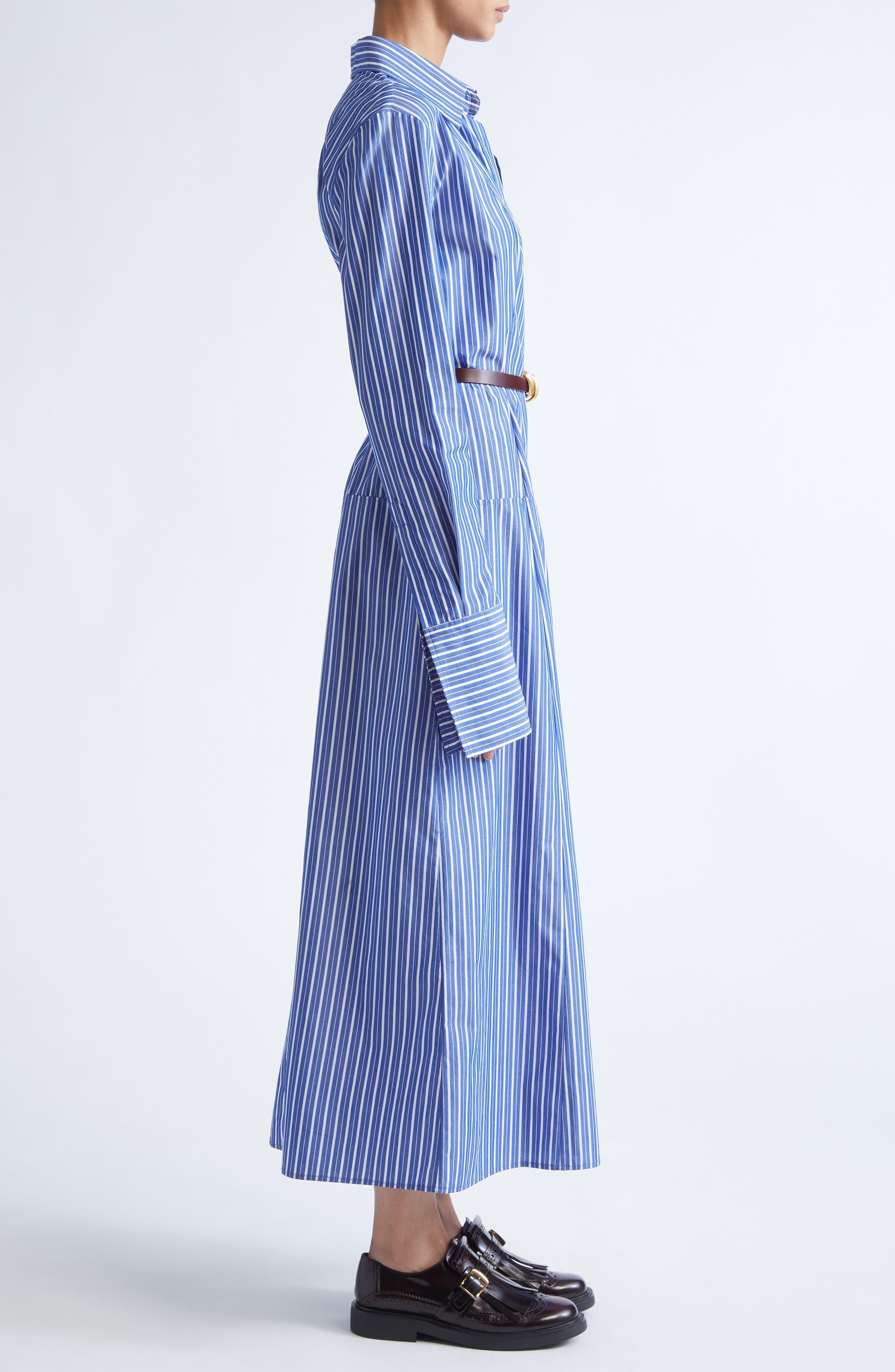 Brandon Maxwell The Sammy Stripe Cotton Shirtdress in Navy Stripe at Nordstrom - 3