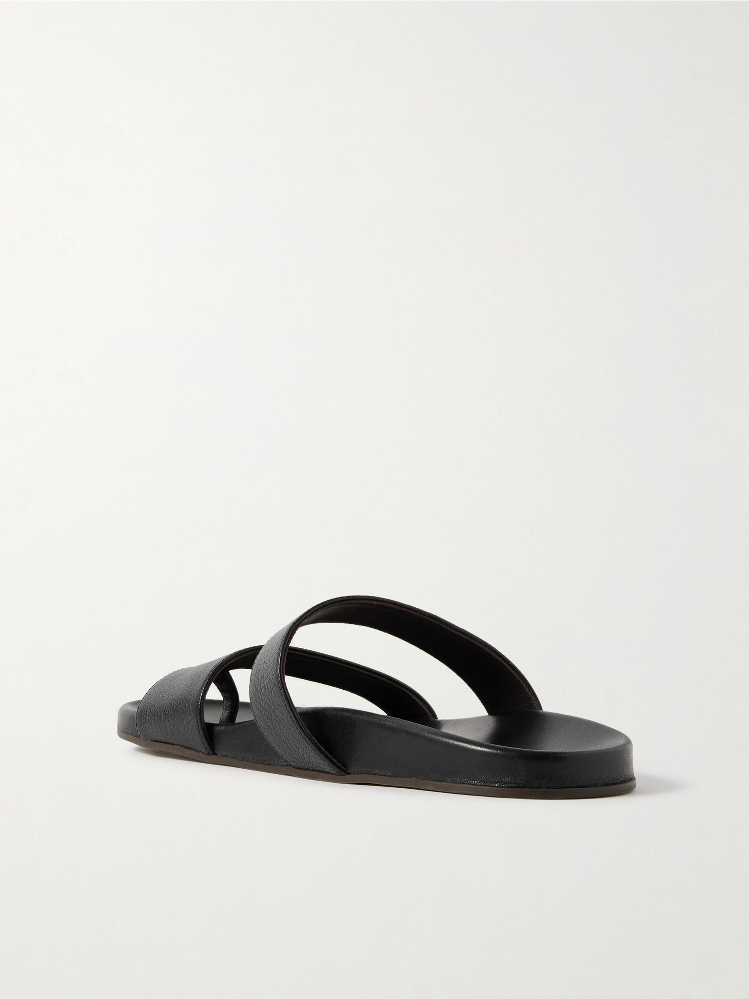 Hugh textured-leather slides Black - 3