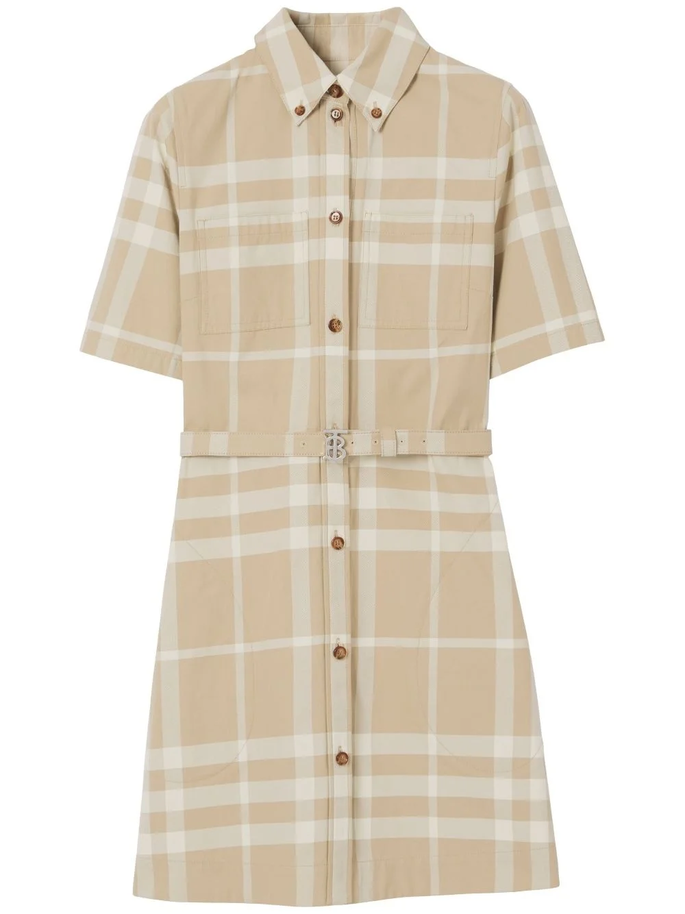 signature check-print cotton shirt dress - 1