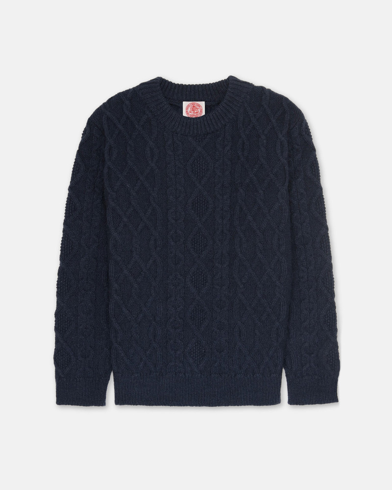 J. PRESS MADE-IN-NORWAY NAVY ARAN KNIT SWEATER outlook