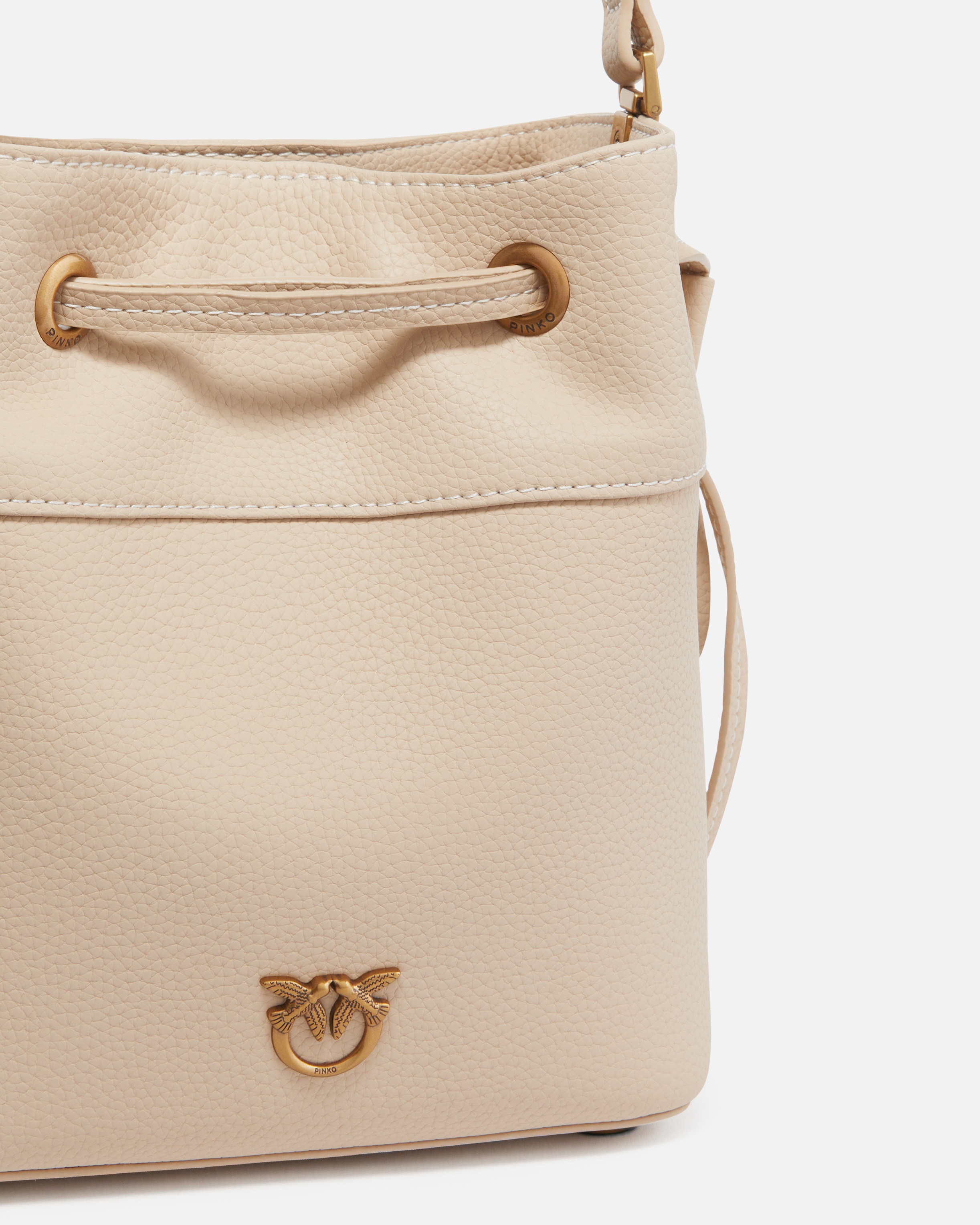 SMALL LEATHER BUCKET BAG WITH SHOULDER STRAP - 3