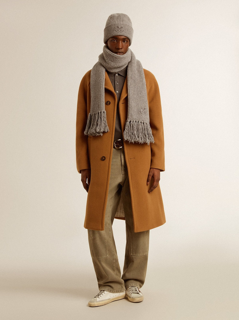 Men's single-breasted coat in tobacco 4