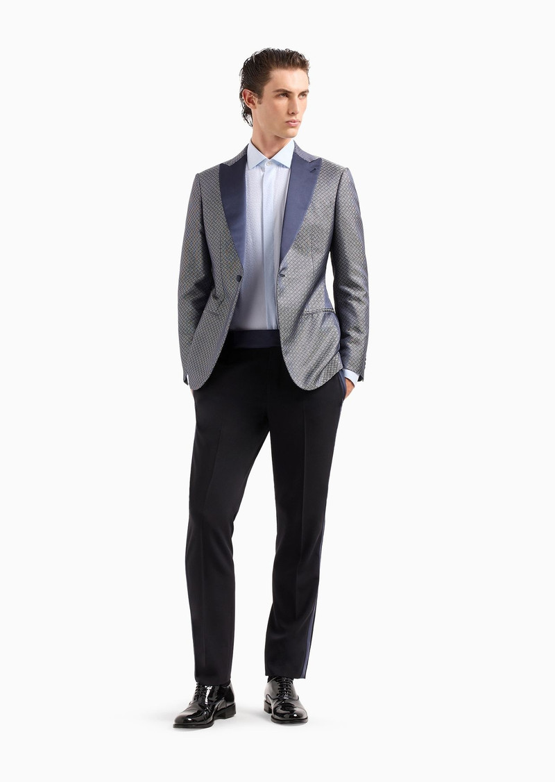 GIORGIO ARMANI Soho line single-breasted tuxedo jacket in silk jacquard outlook