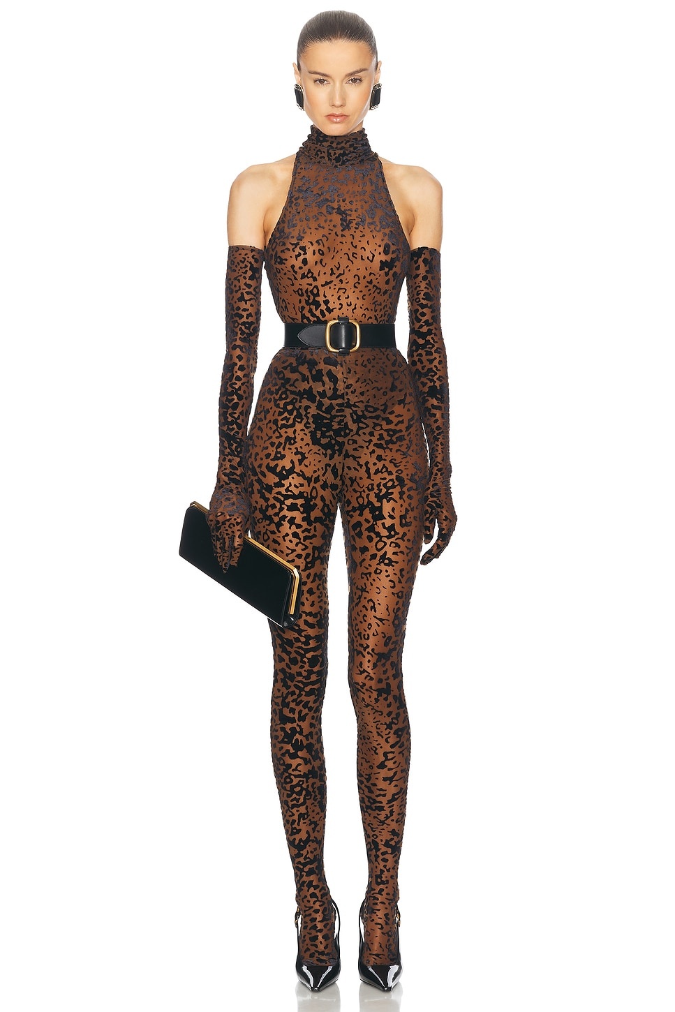Leopard Burnout Mesh Stocking - 5