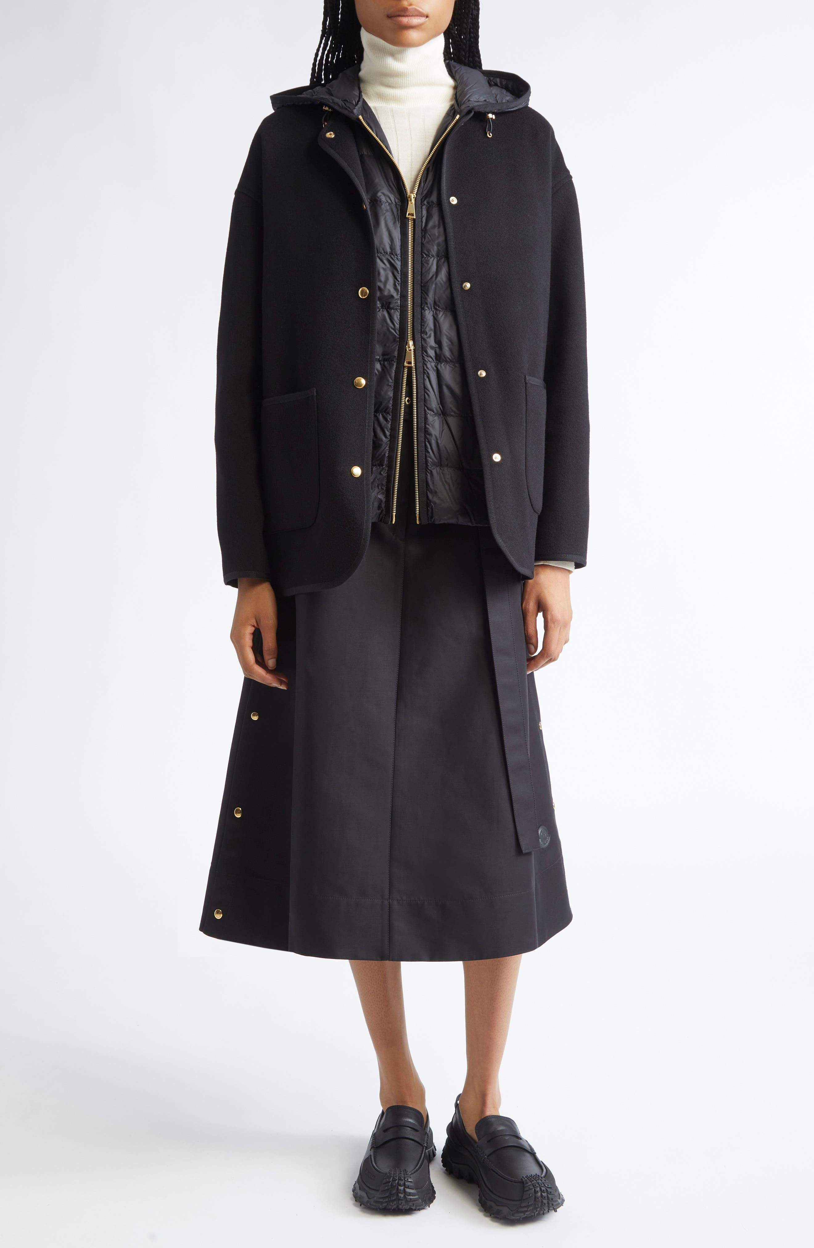Moncler Belted A-Line Skirt in Black at Nordstrom - 2