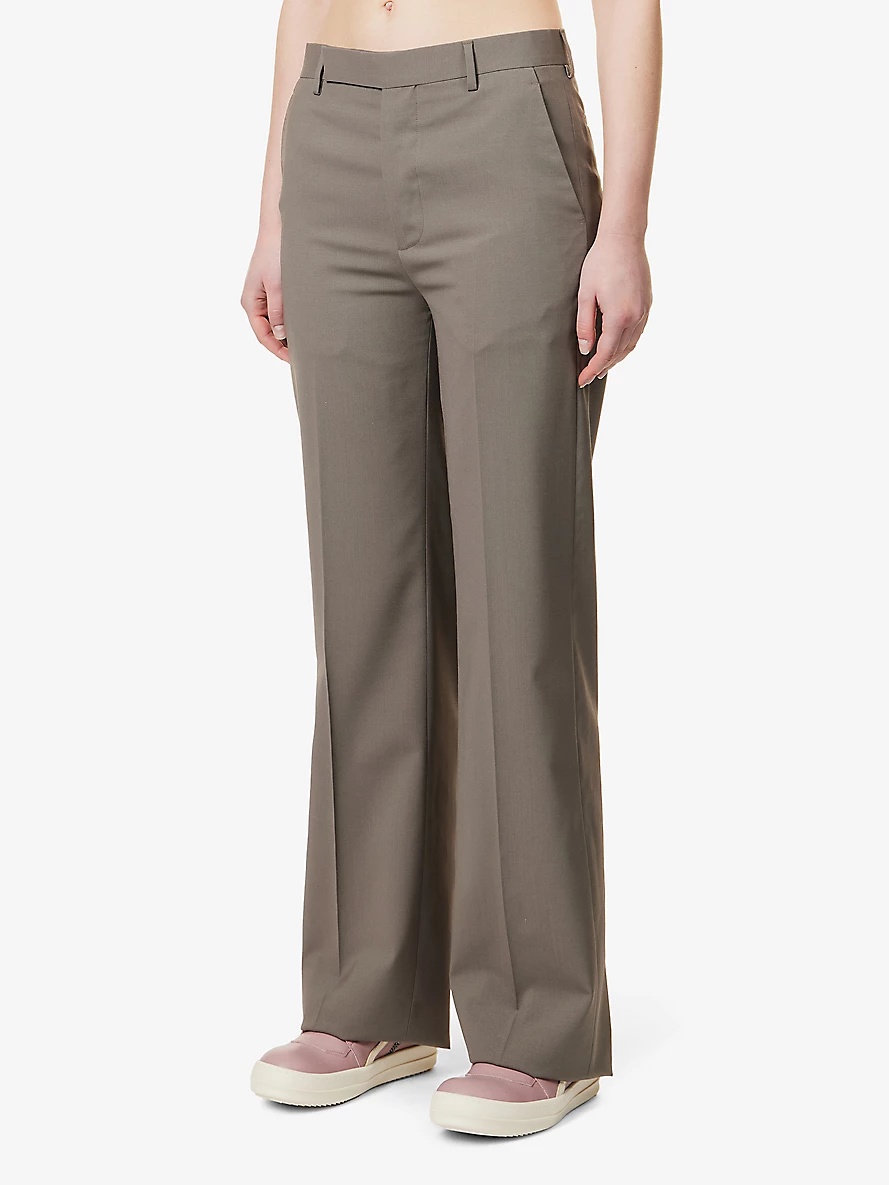 Wide-leg mid-rise wool trousers - 3