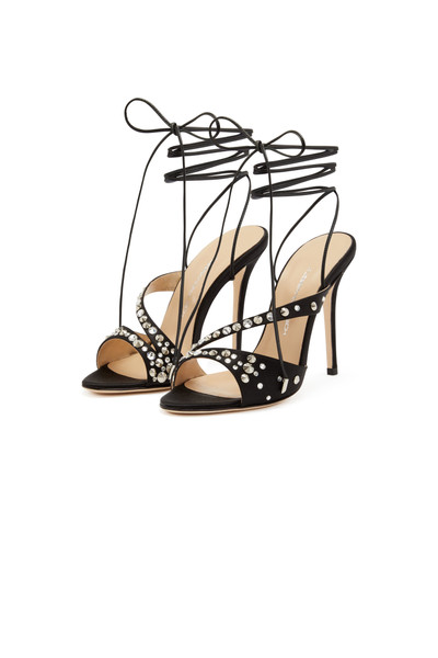 Alessandra Rich SILK SATIN SANDALS WITH LACES AND CRYSTALS - 10CM outlook