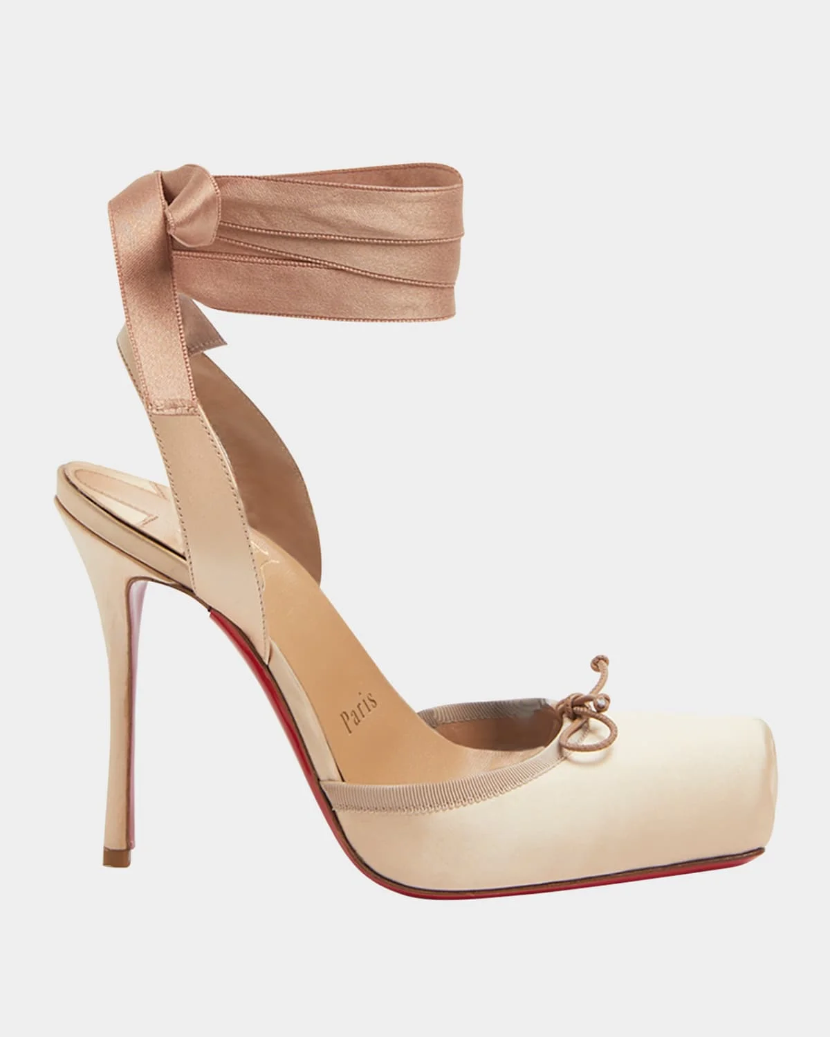 Cassia Silk Ankle-Tie Red Sole Pumps - 1