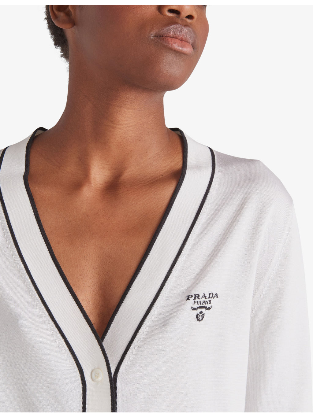Intarsia-logo raglan-shoulder silk-blend cardigan - 3