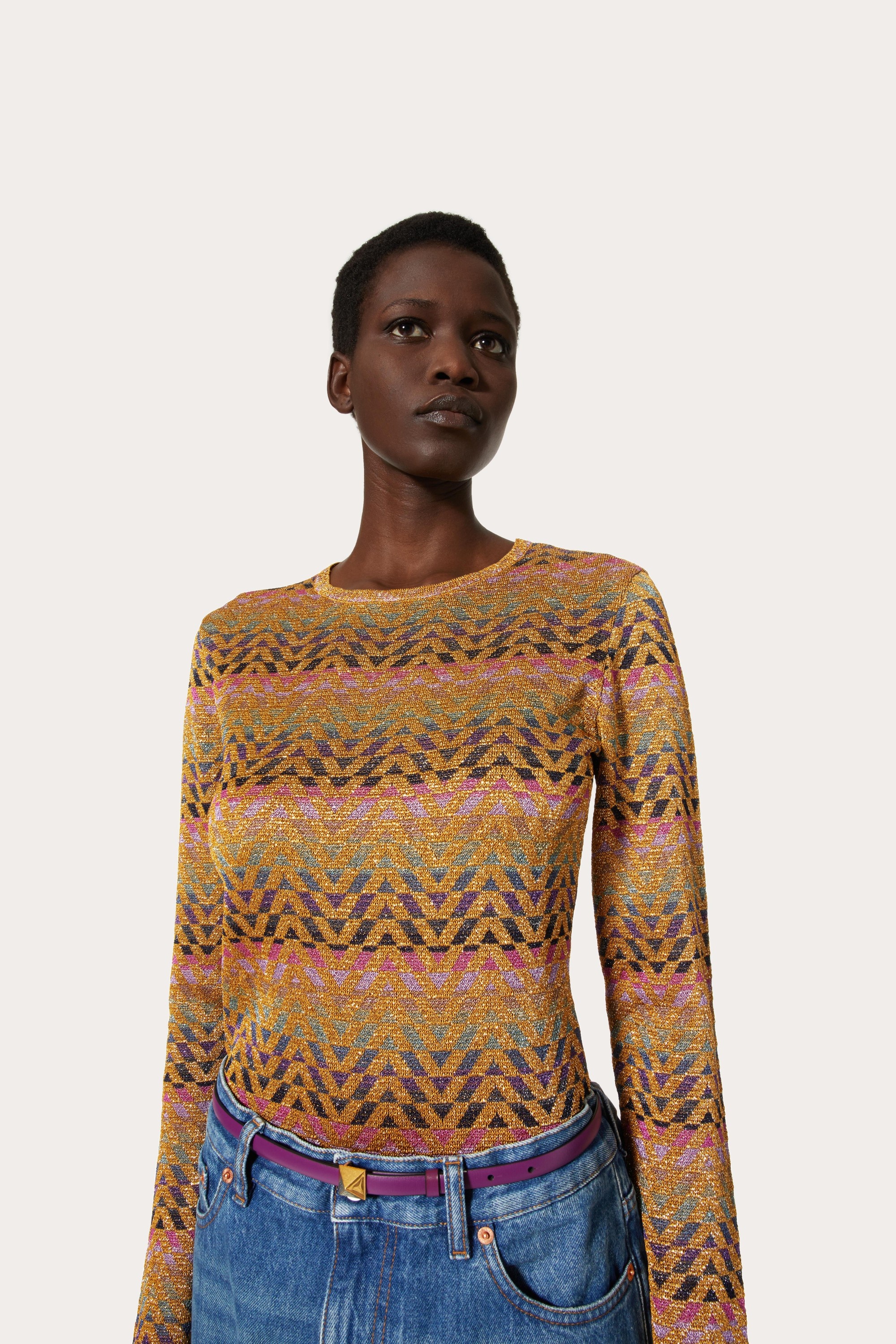 OPTICAL VALENTINO LUREX JACQUARD SWEATER - 5