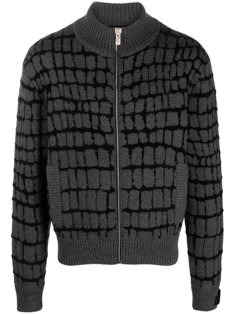 intarsia-knit zip-front sweatshirt - 1