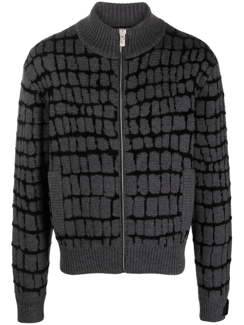 intarsia-knit zip-front sweatshirt 1