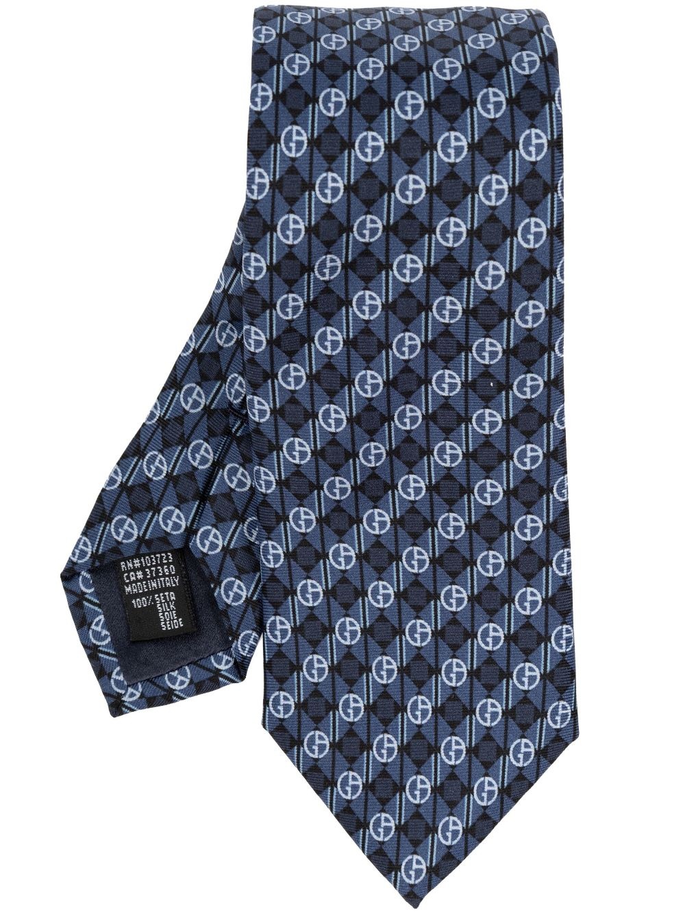 monogram-print silk tie - 1