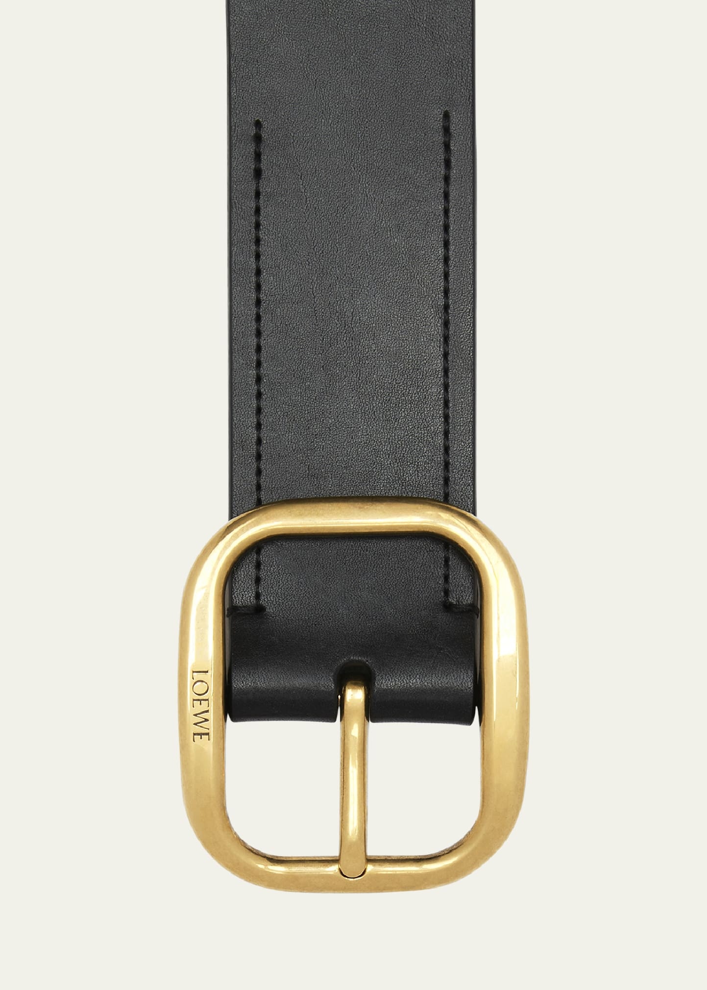 Curved Buckle Leather Belt - 3