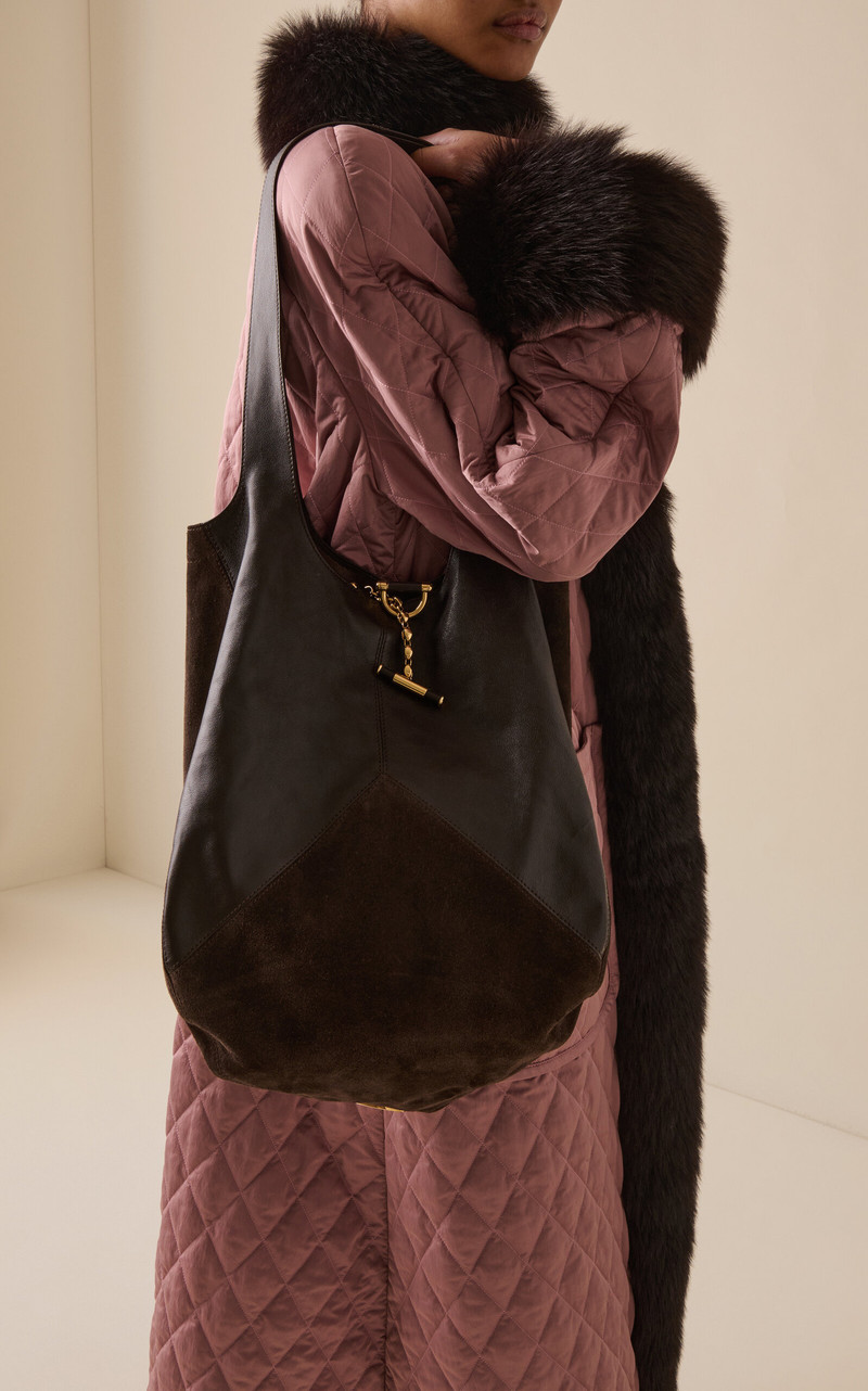 Chloé Chloé Balloon Suede Patchwork Large Shoulder Bag brown outlook