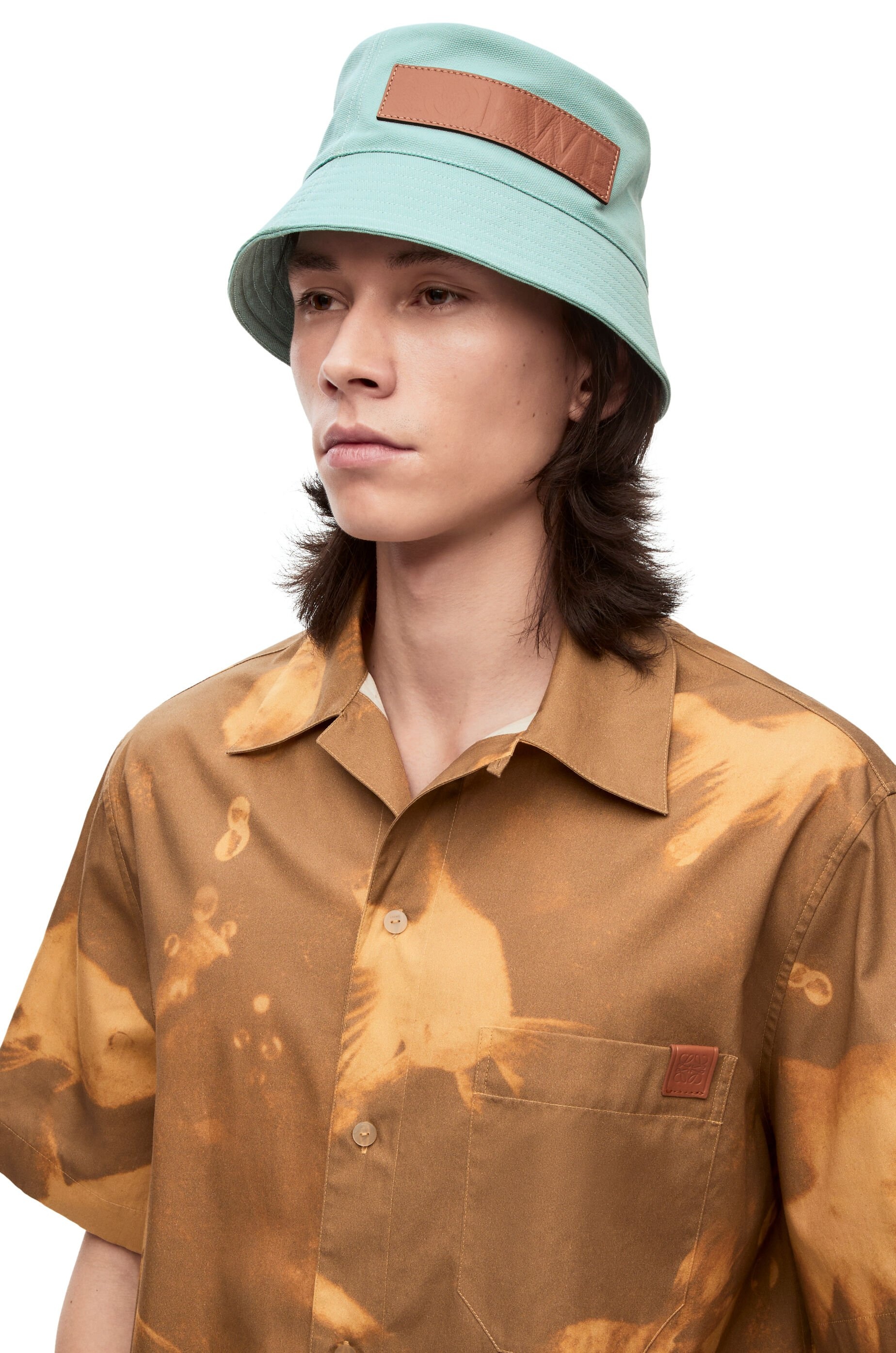 Bucket hat in canvas and calfskin - 2
