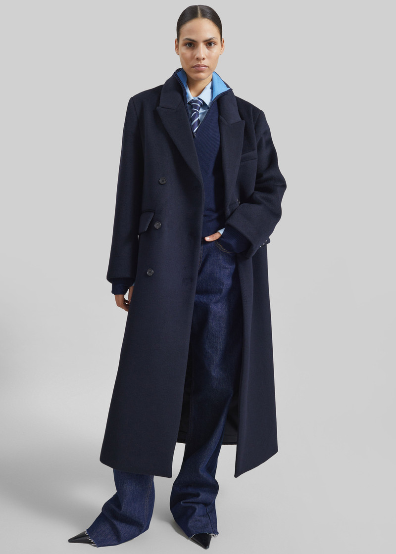 Atlin Wool Double-Breasted Coat - Dark Navy 4