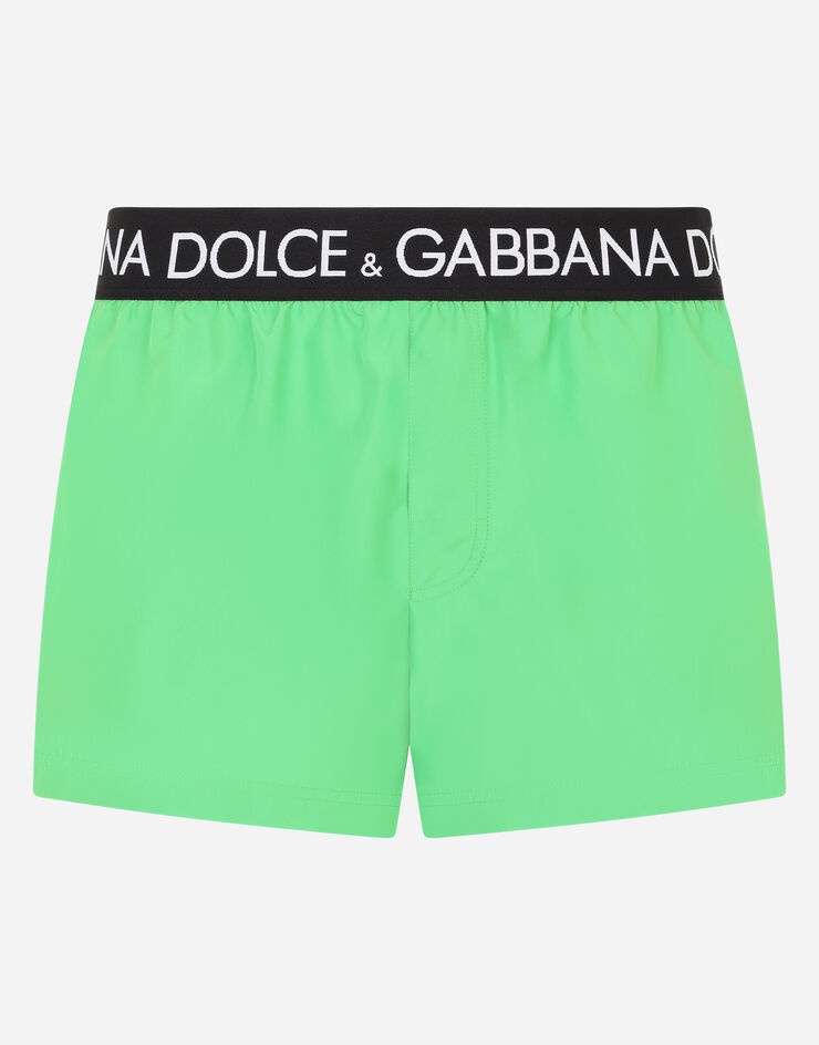 Short swim trunks with branded stretch waistband - 2