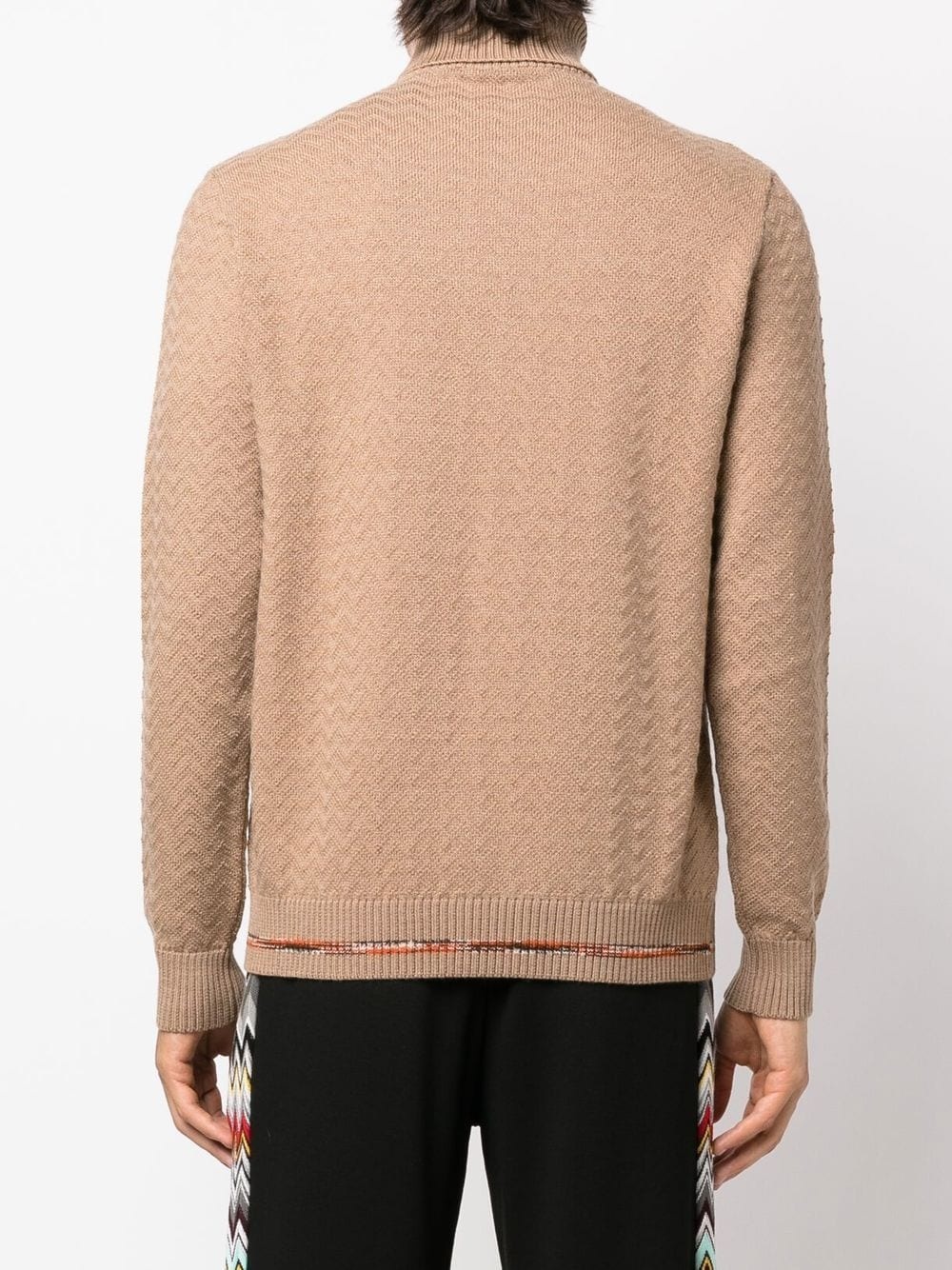 zig-zag textured-knit roll-neck jumper - 4