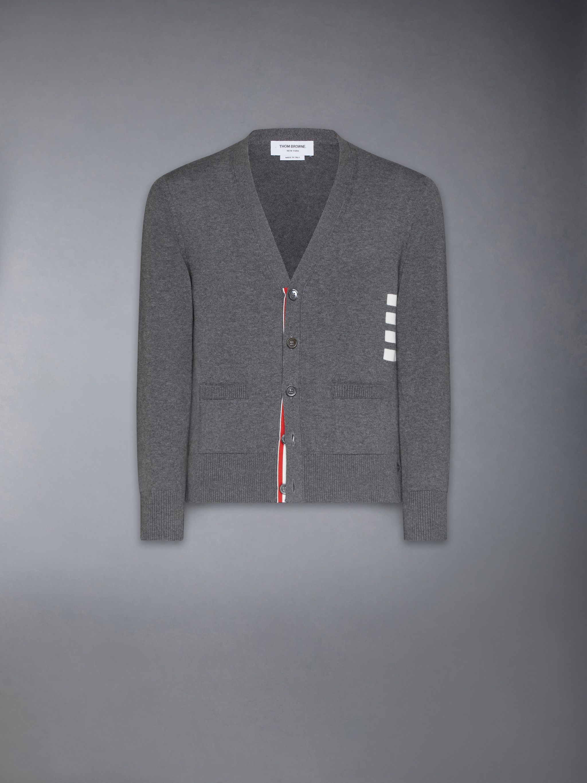Cotton 4-Bar Relaxed Fit V Neck Cardigan - 6