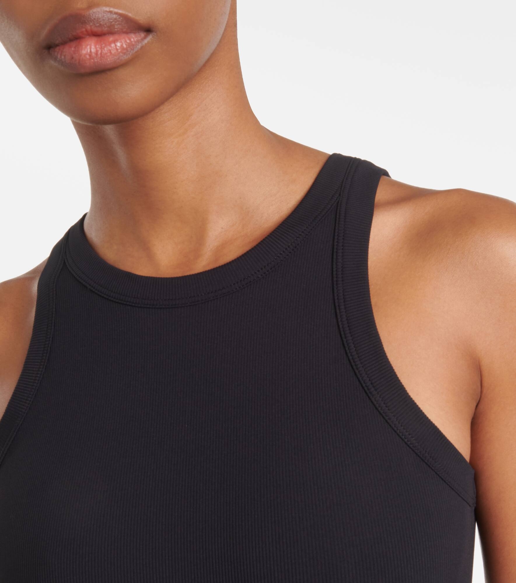 Curved ribbed-knit jersey swimsuit - 4