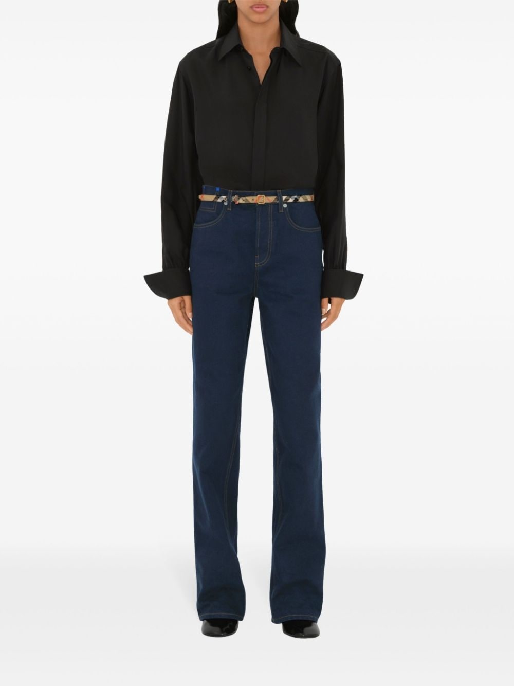 checkered B-buckle belt - 3