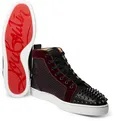 Lou Spikes Orlato Velvet, Raffia and Leather High-Top Sneakers - 10