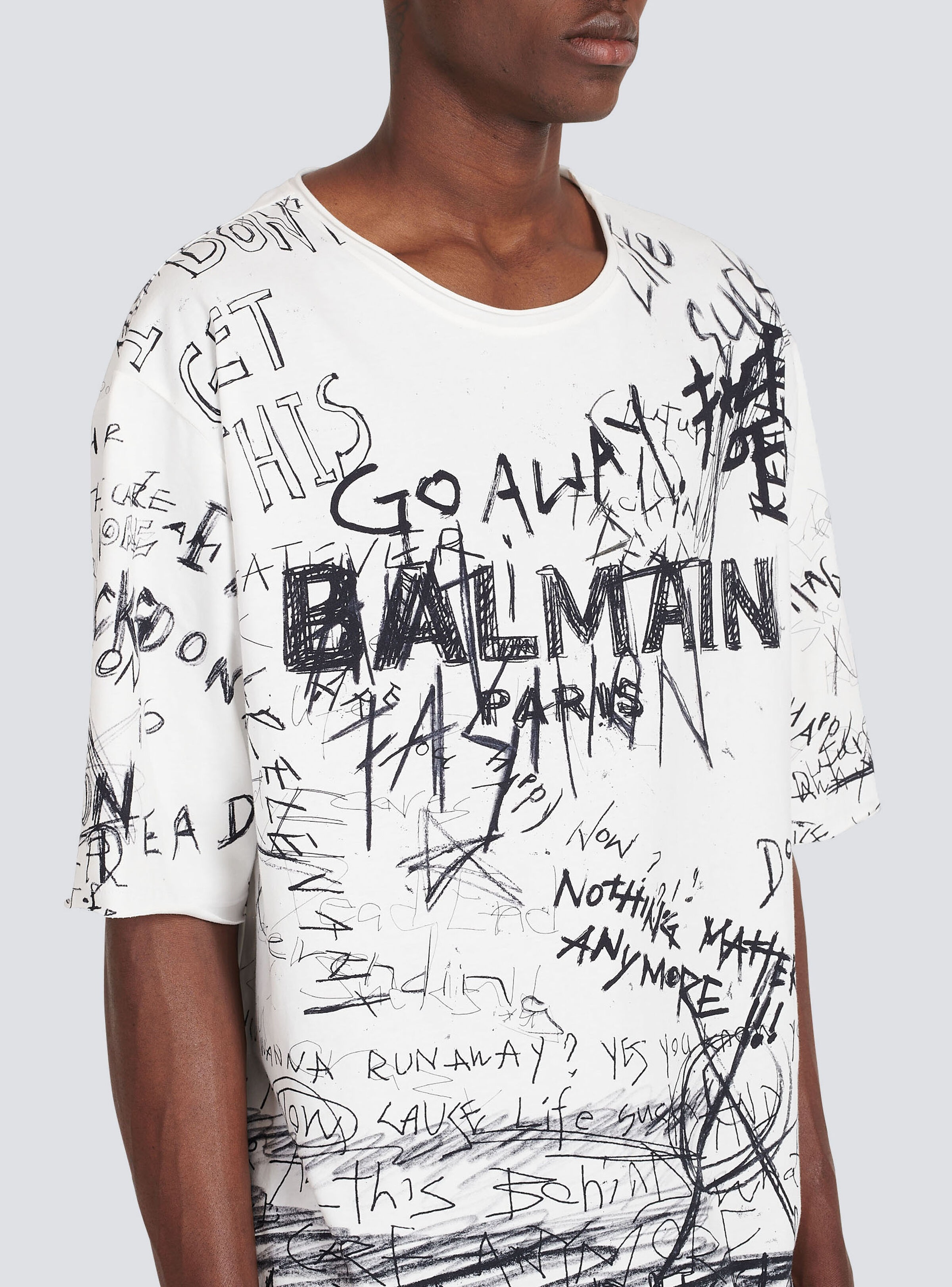 Oversized “GO AWAY” print cotton T-shirt - 7