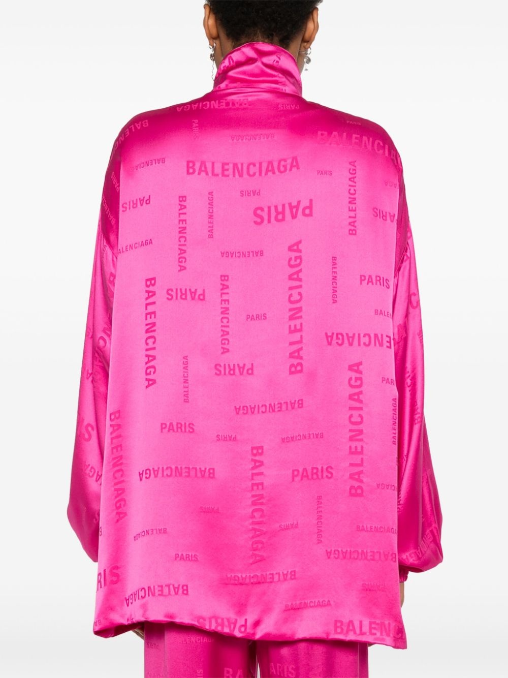 logo-jacquard silk track jacket - 4