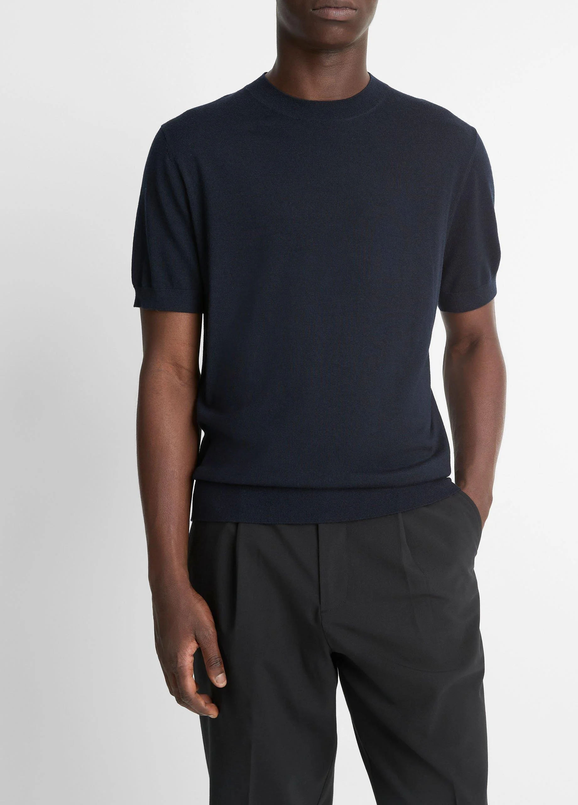 Featherweight Merino Wool-Cashmere Short-Sleeve Sweater - 1