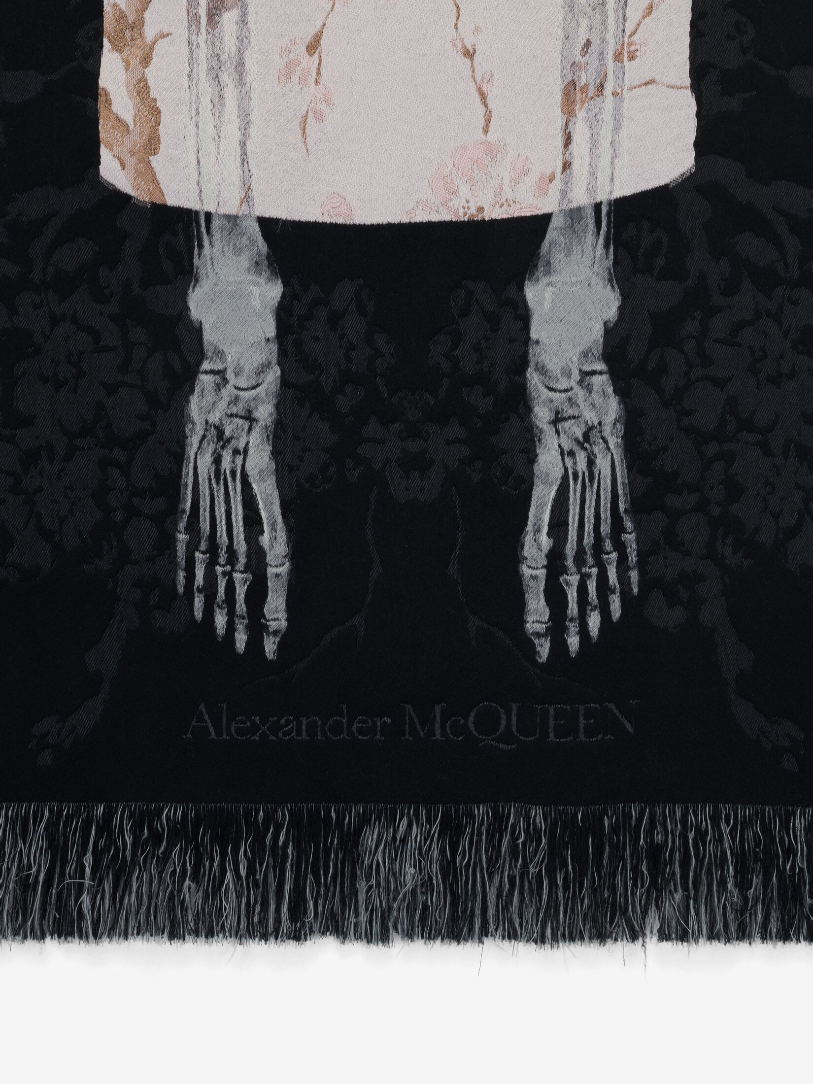Women's Blossom Skeleton Stole in Black/pink - 3