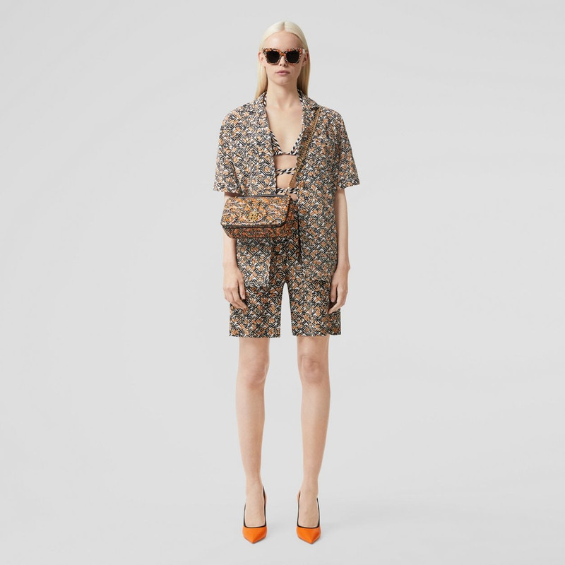 Burberry Monogram Print Silk Crepe de Chine Shorts outlook