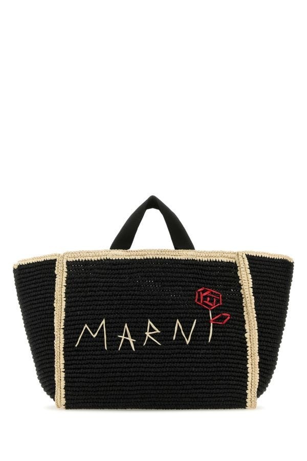 Marni Woman Black Raffia Shopping Bag - 1