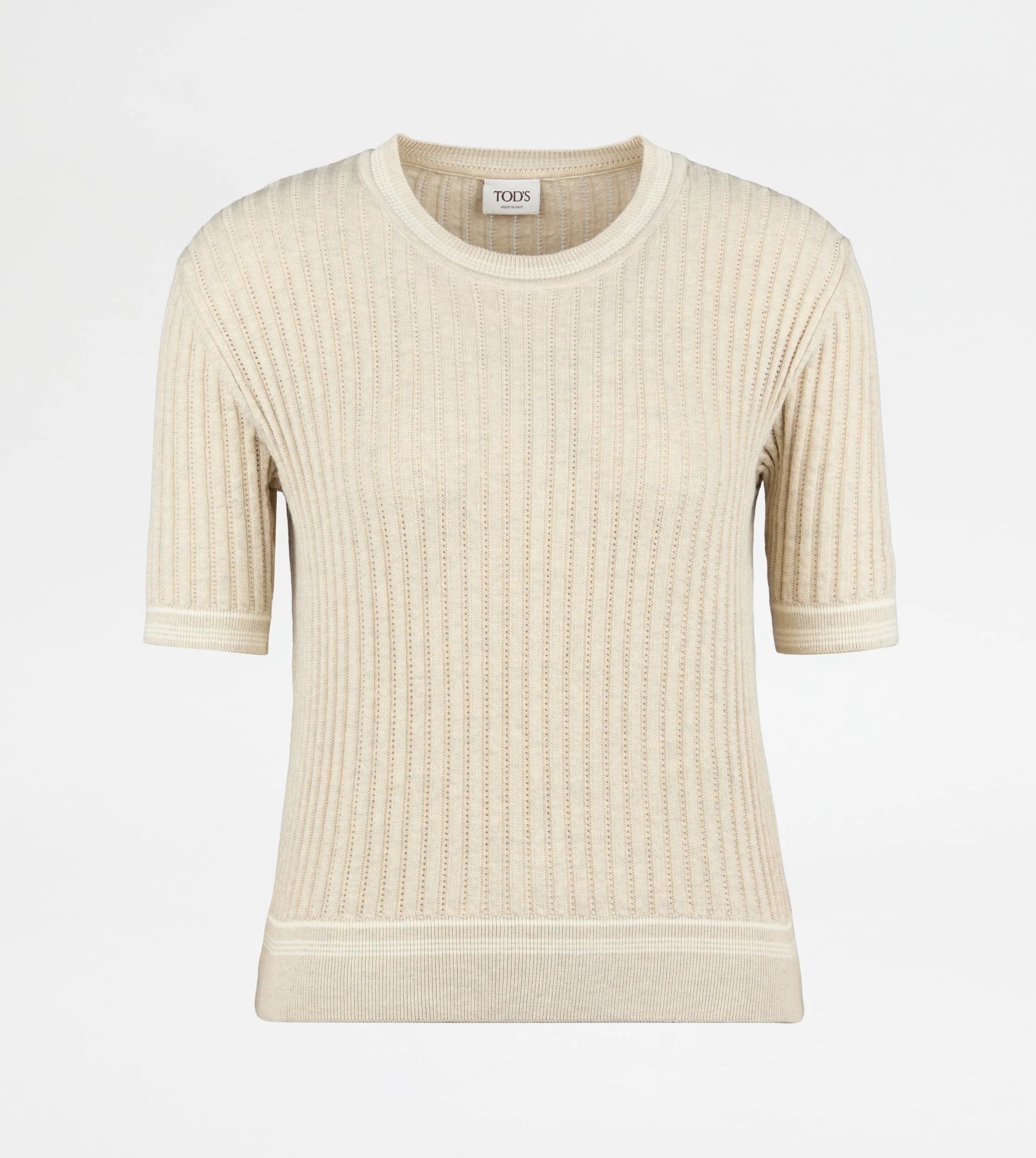 T-SHIRT IN COTTON KNIT - BEIGE - 1