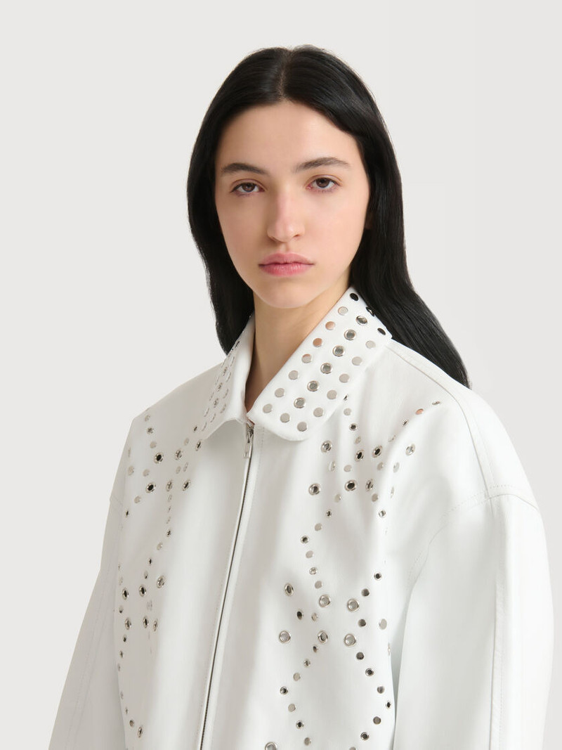WHITE LEATHER JACKET WITH STUDS 5