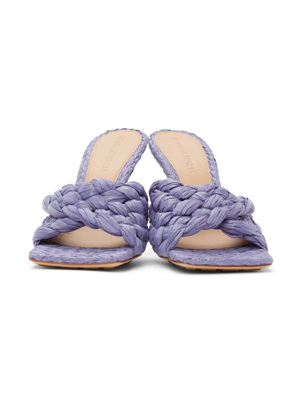 Purple Raffia Stretch Heeled Mules - 4