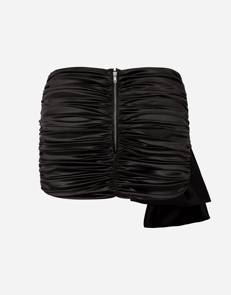Dolce & Gabbana Short draped satin skirt with side bow outlook