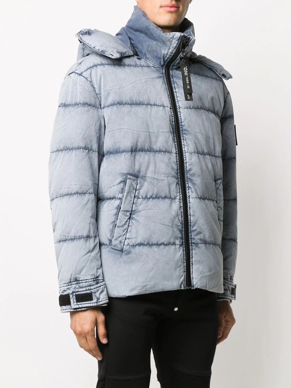 padded zip-up down jacket - 3