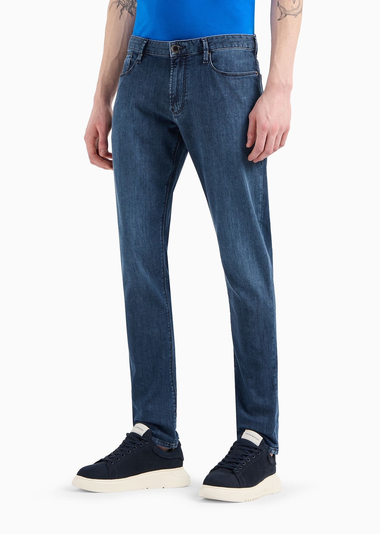 J06 Worn-effect wash, slim-fit, 8 oz denim jeans - 2