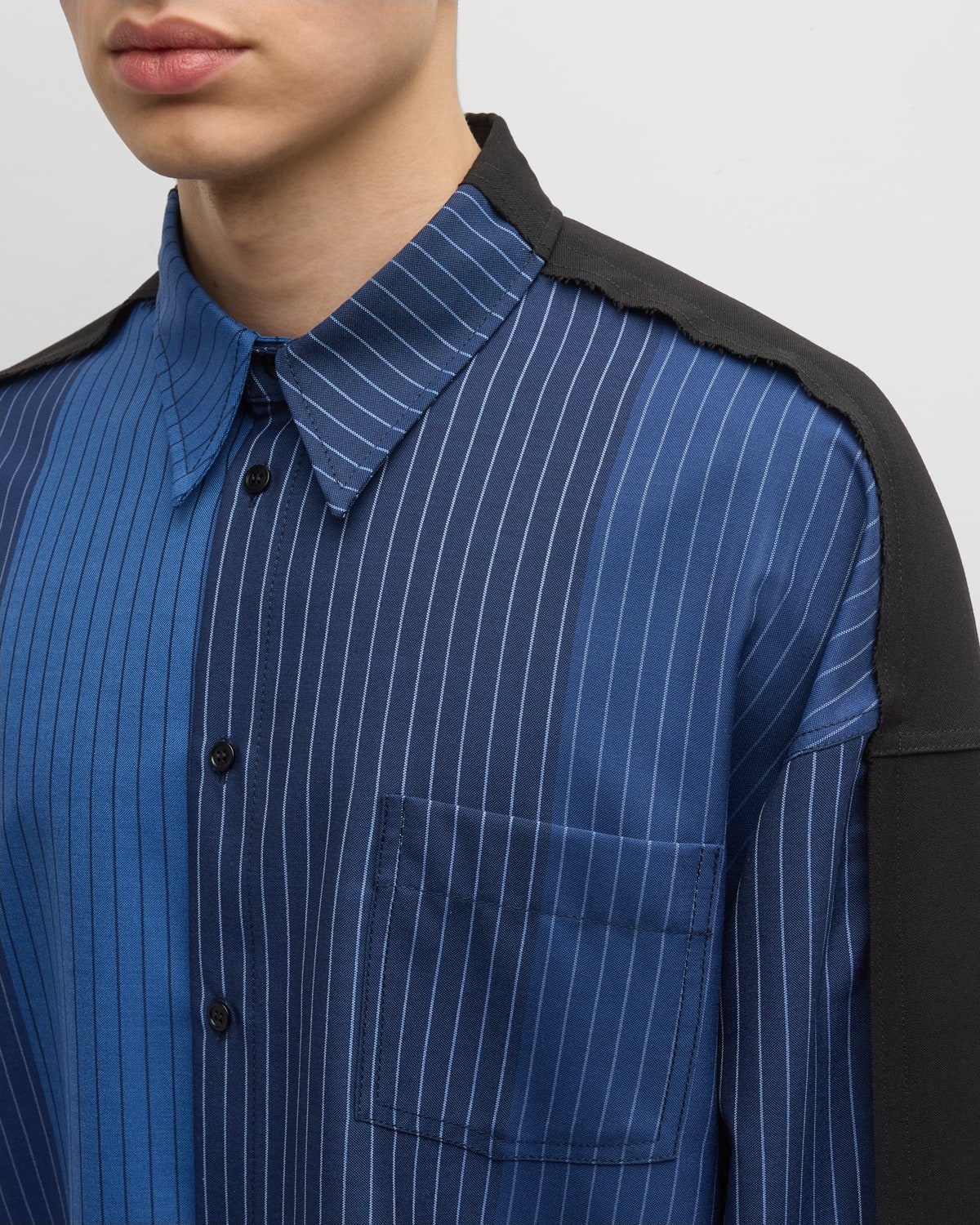 Men's Degrade Striped Wool Overshirt - 5