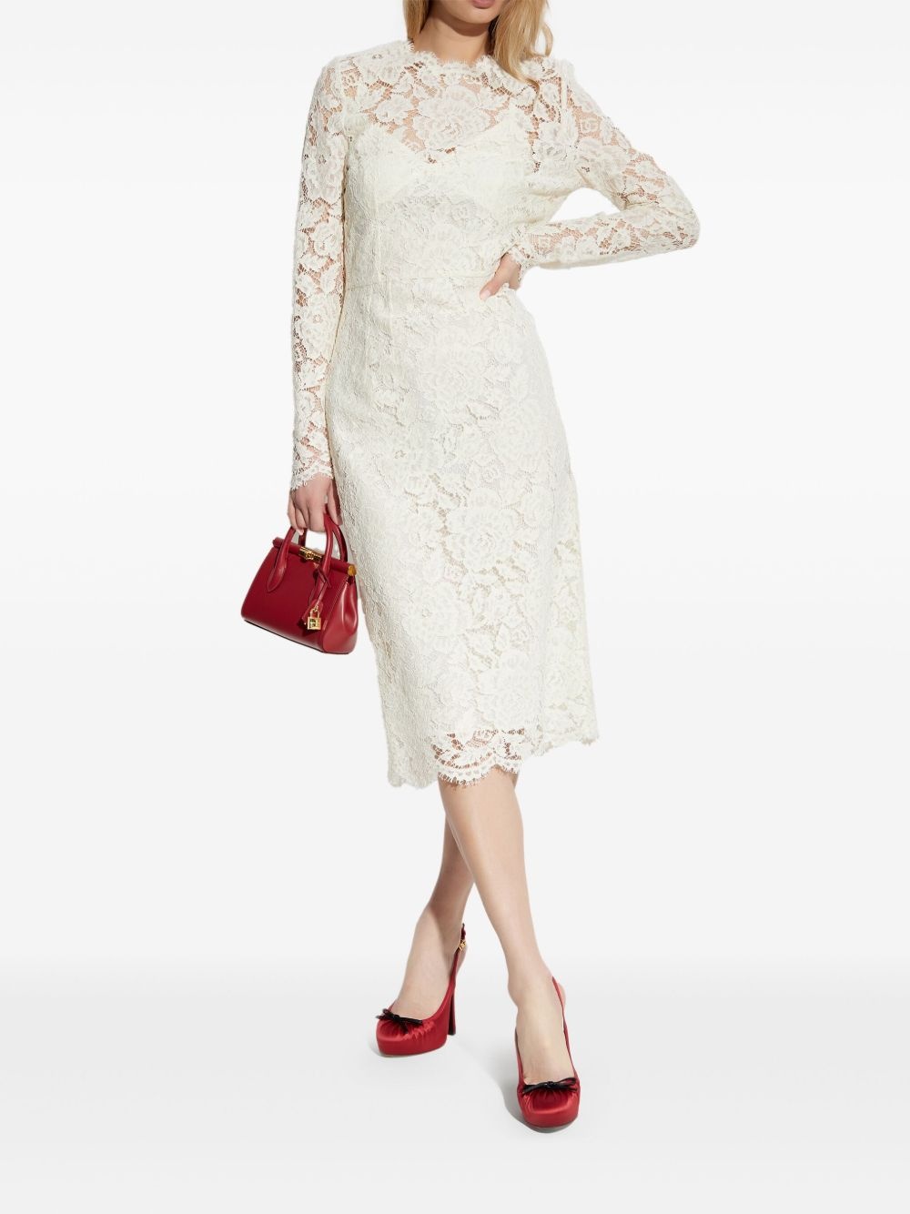 floral-lace midi dress - 2