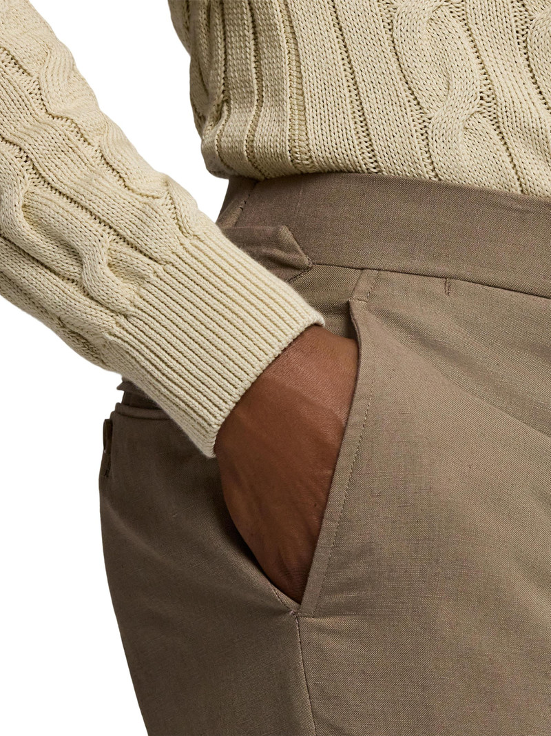 Men's Silk-Linen Slim Trousers - Taupe 7